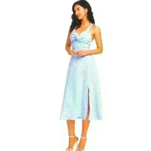 Summer midi checkered Blue dress Size  med